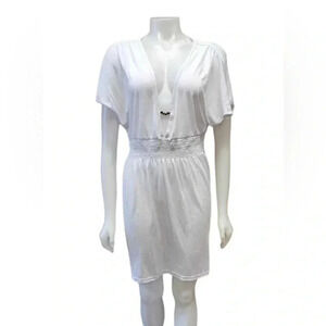 Nicole Miller White  Short Sleeve Cover Up Dress Size Large